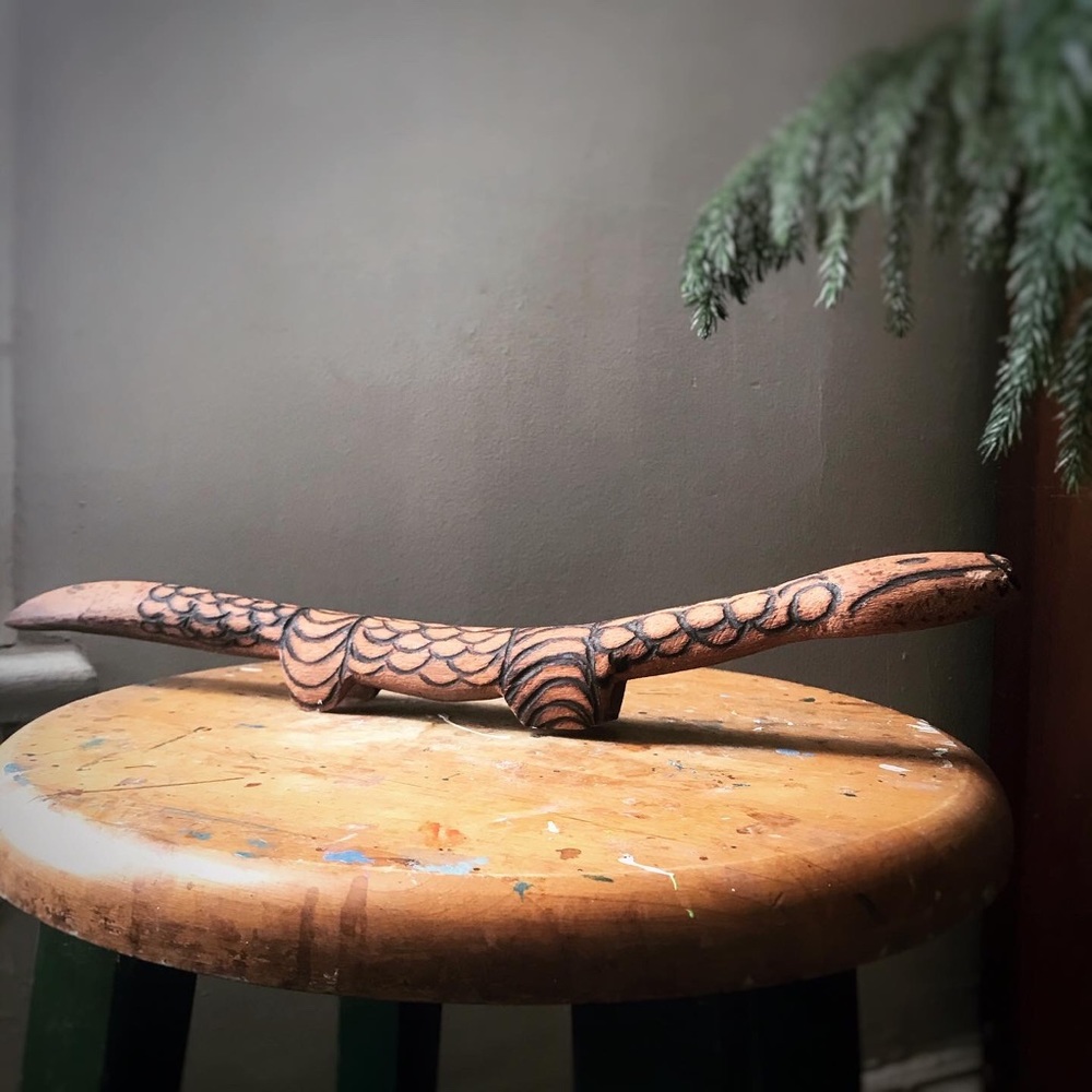 Vintage Australian Aboriginal Carved Wood Lizard